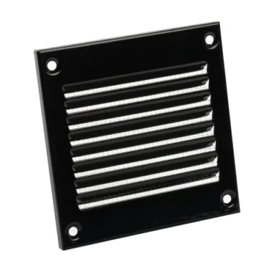 Image de 100x100mm Grille de Ventilation avec Moustiquaire Grilles d&#039;aération en Métal Acier, Noir