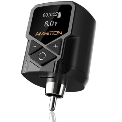 Image de Alimentation de tatouage Ambition Kuark Mini batterie au lithium portable sans fil RCA 1800 mAh avec affichage numérique LED pour machine à tatouer rotative