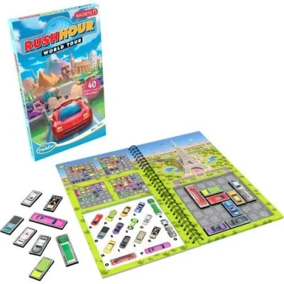 Image de Ravensburger Jeux de logique magnétique Thinkfun Rush Hour World Tour 40 défis 1 Joueur à partir 8 Ans Version Voyage 76544