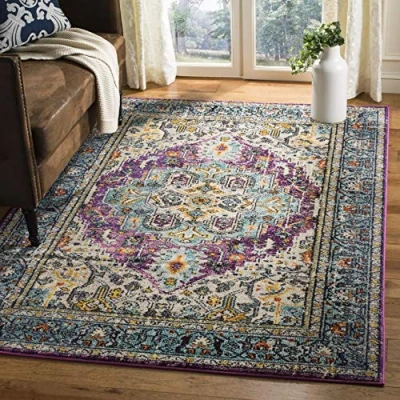 Image de Safavieh Arya Woven Grand Tapis de Salon rectangulaire pour Une Utilisation en intérieur, Polypropylène, Violet/Bleu Clair, 160 X 230 cm