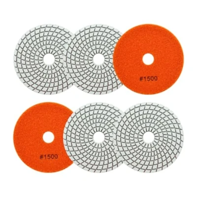 Image de Disque Diamant Polissage 4&quot;/100mm 6 Pièces Grain 1500 Pads pour Granit Marbre Pierre Artificielle Quartz Meuleuse D&#039;angle SANLEETEK