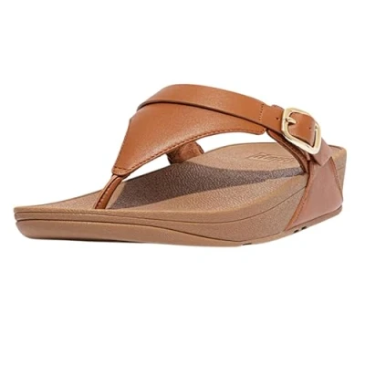 Image de Fitflop Femme Lulu Adjustable Leather Toe Post Sandals cale, Bronzage Clair, 42 EU