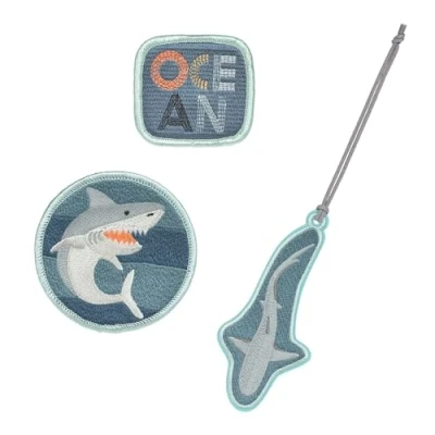 Image de LÄSSIG Set de pendentifs et Patchs (3 pièces) avec Bouton Pression/School Patches Shark Ocean Edition