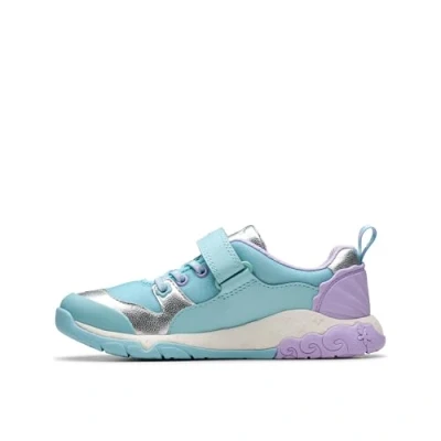 Image de Clarks Tidal Shell Baskets basses pour enfants, Taille: 30, Light blue Cuir / matière synthétique