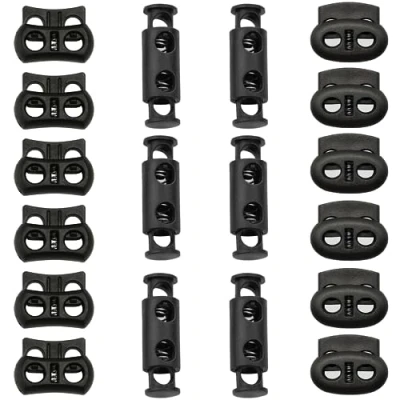 Image de ZELHYEUU 18 Pièces Bouchon de Cordon, Cordon en Plastique, Serrure Corde Double Trou, Bascule à Ressort, pour Serrage, Sac Dos, Fixer Lacets