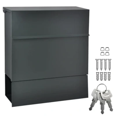 Image de ALSTEN TECH Boîte aux lettres murale design avec compartiment pour journaux Gris anthracite mat RAL 7016 Convient A4/C4