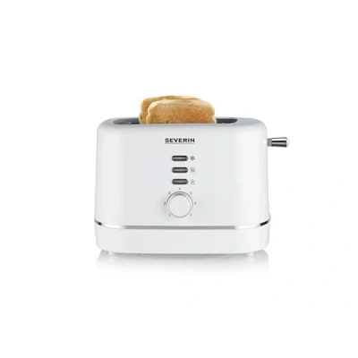 Image de SEVERIN Grille pain automatique 850 W, Toaster compact 2 fentes jusqu&#039;à tranches, électrique avec réglage du degré de brunissage &amp; fonction décongélation, Blanc, KA 4324