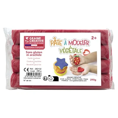 Image de GRAINE CREATIVE 262132 Pate à Modeler végétale Pâte Rouge 14 x 2 8 cm