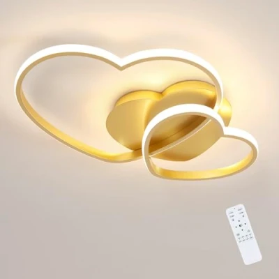 Image de Riserva Plafonnier LED 48W, Dimmable Or Luminaire Salon, Télécommande/APP Lampe Plafond Forme de Cœur pour Chambre, Cuisine, Salle à Manger, Balcon, 3000K 6500K