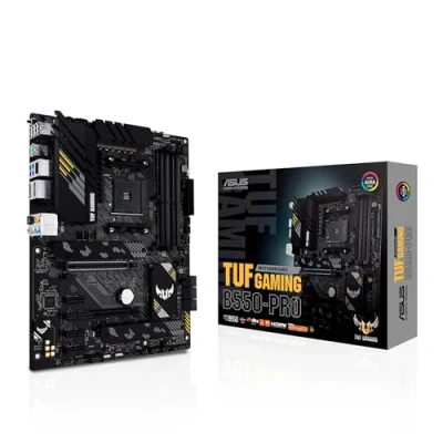 Image de ASUS TUF gaming B550 PRO Carte mère AMD Ryzen AM4 ATX (PCIe 4.0, 2xM.2, 2.5 Gb Ethernet, HDMI, DisplayPort, SATA 6 Gbps, USB Type C, 3.2 Gen 2 A et Aura Sync RGB)