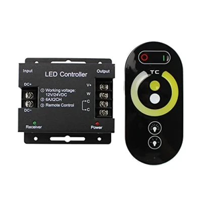 Image de Hduacuge DC12 24V LED Strip Light RF Touch Remote Controller Dimmer pour 5050 Double Color Tape Lights Adjust Brightness