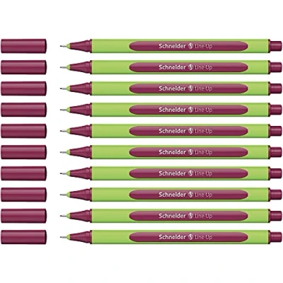 Image de Schneider 191019 Fineliner Line Up (épaisseur de trait 0,4 mm, en plastique biosourcé) rouge carmin, Lot 10