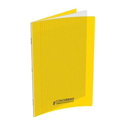 Image de CONQUERANT Cahier Classique 24x32cm Grands Carreaux Seyès 96 Pages Agrafées Couverture Polypro Jaune