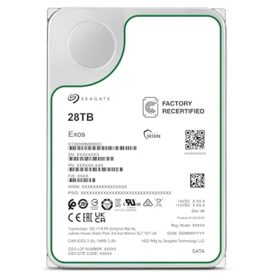 Image de Seagate Exos 28To Serveur Interne Disque dur ST28000NM000C 3.5&quot; HDD SATA 6 Gb/s 7200 tr/min 512 Mo de cache (Reconditionné)