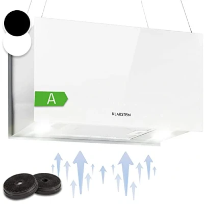 Image de Klarstein Hotte Aspirante Ilot Central de Cuisine Silencieuse et Design, Débit d&#039;air 590m3/h, Minuteur, 3 Modes, Suspendue Sans Evacuation Filtres à Charbon Actif, Recyclage