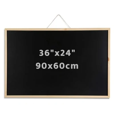 Image de DOEWORKS Tableau Noir 90 x 60cm, Grand Mural pour Maison École Bureau, Cadre en Bois