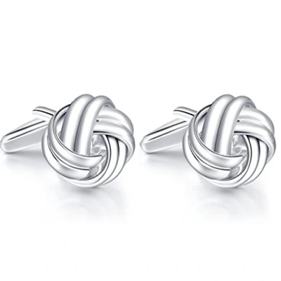 Image de Honey Bear noeud boutons de manchette pour hommes Rectangle Acier inoxydable brossé, mariage d&#039;affaires (argent)