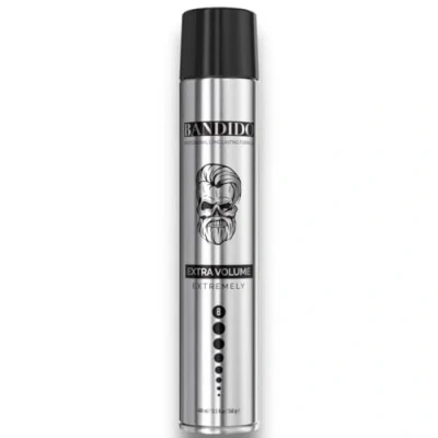 Image de Bandido Spray Capillaire Extra volume 400ml Argent Laque pour cheveux hommes à tenue forte Extrêmement titulaire niveau 8 Tient jusqu&#039;à 24 heures et sans coller