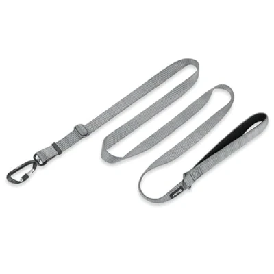 Image de Prime améliorée Longue Laisse Ajustable Entre 110 et 180 cm avec poignée rembourrée Confort en Nylon Robuste (Ajustable Grand Modèle L, Gris grisé)