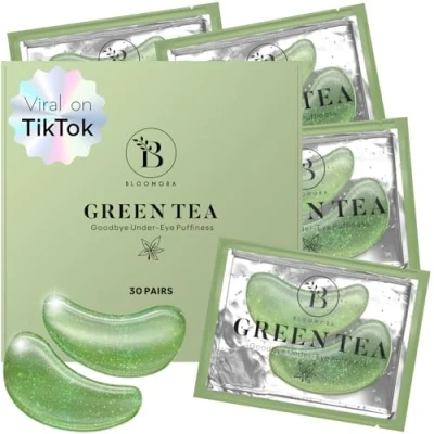 Image de BLOOMORA Patch Yeux Anti Cernes (30 paires), Masque avec Niacinamide et Acide Hyaluronique, Yeux, Poche Sous les Patchs Pour Thé Vert