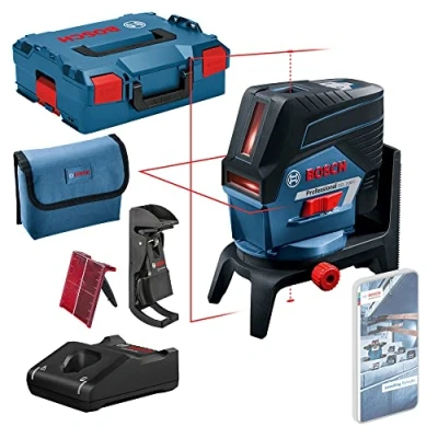 Image de Bosch Professional 12V System Niveau laser GCL 2 50 C (batterie 12 V + chargeur, rouge, pour l&#039;intérieur, avec fonction application, support, pince, portée visible: jusqu’à 20 m, L BOXX)