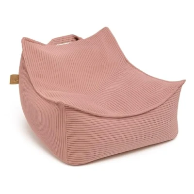 Image de MEOWBABY Pouf Carré pour Enfants, Beanbag, Esthétique Côtelé, Rose Poudré