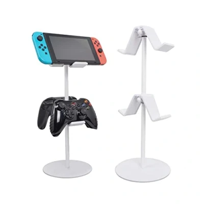 Image de Erlsig Support Universel pour Manette de Jeu, Jeu et Casque, PS5/PS4/Xbox Series/One X/S/Nintendo Switch/Manette, 2 Couches, Blanc