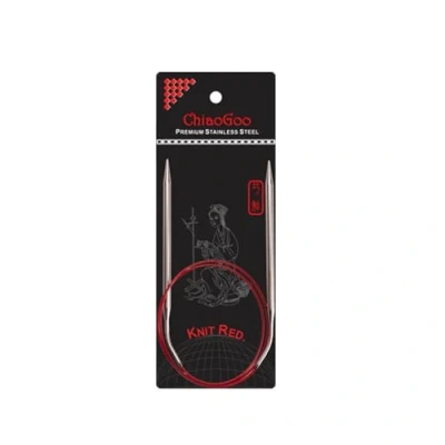 Image de ChiaoGoo Knit Red Matte Finir Acier Inoxydable (80cm, 3.50mm) Poidsléger Circulaire Aiguille à Tricoter 1 Pièce