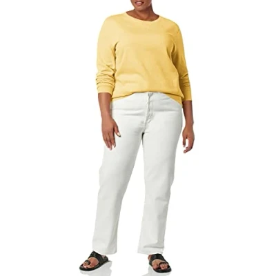 Image de Amazon Essentials Sweatshirt Col Rond en Molleton Éponge (Grandes Tailles Disponibles) Femme, Jaune Moutarde Clair, S