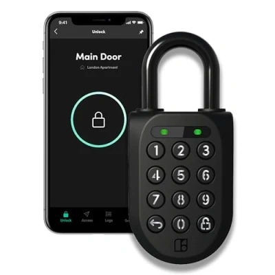 Image de Igloohome Cadenas intelligent 2 (SP2), génère un accès depuis n&#039;importe où, pas besoin de Wi Fi, compatible avec iPhone et Android Résistant aux intempéries, étanche batterie rechargeable