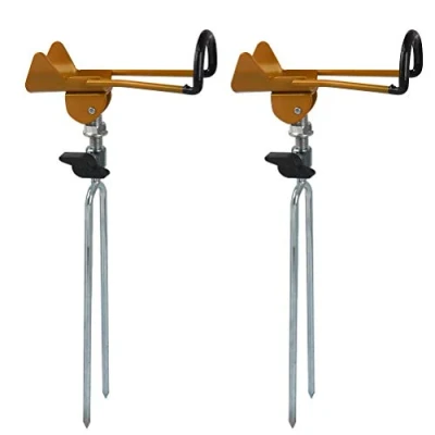 Image de Support de Canne à Pêche 2Pcs TIMESETL Porte en Acier Inoxy Réglable 360 Stand pour Repose a Peche Détachable du Bord
