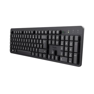 Image de Trust ODY II Clavier sans Fil Silencieux AZERTY Français, Touches Plates Flottantes, Résistant aux Éclaboussures, Récepteur USB RF 2.4GHz, pour PC, Ordinateur Portable, Mac Noir