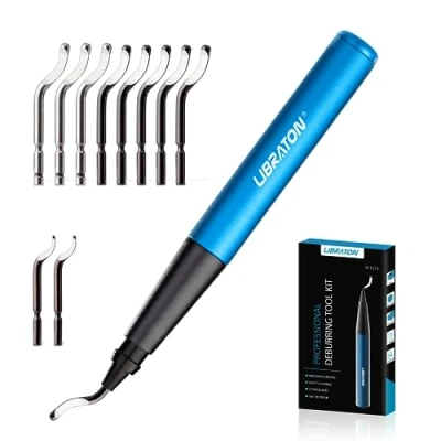 Image de Libraton Ebavureur Outil D&#039;ébavurage, Ebavurage Manuel avec 11 Lames en Acier Rapide, 360 Degrés Rotatif Burr Remover, Kit Deburr pour l&#039;impression 3D, Aluminium, Plastique, PVC, Cuivre et