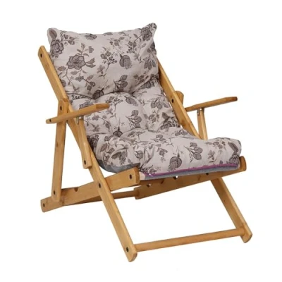 Image de LIBEROSHOPPING.eu LA TUA CASA IN UN CLIK Fauteuil Chaise Longue Relax inclinable 3 Positions en Bois Pliant (Fleur)