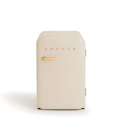 Image de CREATE / RETRO FRIDGE 83.5 WOOD/Réfrigérateur Blanc cassé avec Poignée Bois/Pratique et fonctionnel, Matériaux résistants