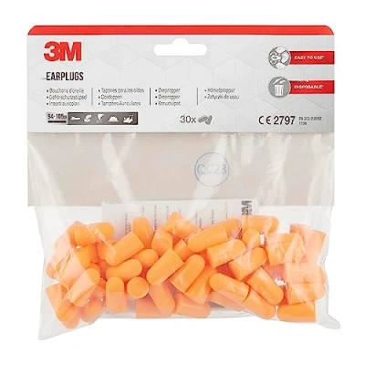 Image de 3M Bouchons d&#039;oreille 1100, Légers et mousse souple pour un port confortable, protection auditive contre les niveaux de bruit dans la gamme 94 à 105 dB (SNR : 35 dB), 30 paires