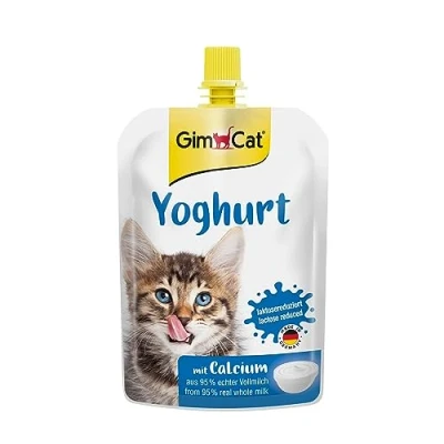 Image de GimCat Yoghurt, yaourt Snack pour chats à base de vrai lait entier teneur réduite en lactose avec du calcium des os sains 1 sachet (1 150 g)