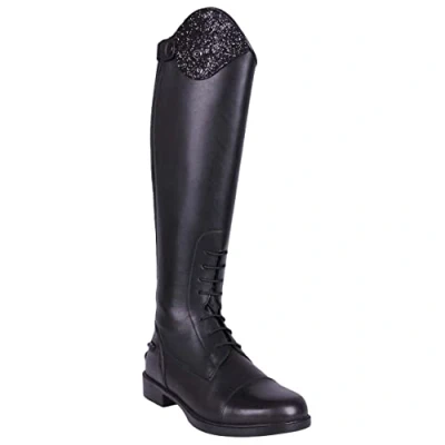 Image de QHP Romy Junior Bottes d&#039;équitation hautes en cuir pour enfant avec design interchangeable Noir, Noir , 40 EU
