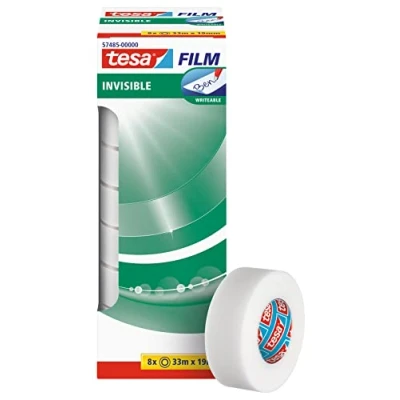 Image de Tesafilm Invisible Lot de 8 rubans adhésifs opaques mat et invisibles 33 m x 19 mm