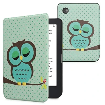 Image de kwmobile Étui Compatible avec Kobo Clara 2E Coque à Rabat magnétique Tablette eReader Similicuir Turquoise Marron Menthe glaciale