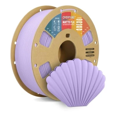 Image de OVERTURE Filament PLA Matte 1.75mm, 1kg(2,2lbs) Neatly Wound Surface Mate Filaments pour Imprimante 3D FDM, Précision dimensionnelle +/ 0,02 mm (Matte Lilac)