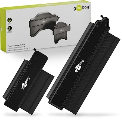 Image de goobay 61668 Lot de 2 jauges contour avec bloqueur Idéal pour les mesures contour/de forme précises dans la fabrication/l&#039;atelier ou applications loisirs/inoxydables/25 cm et 13