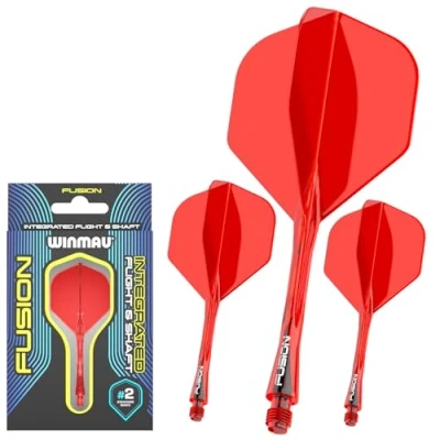 Image de WINMAU Darts Fusion Système d&#039;ailette et de tige intégrés Forme design n 2 Couleur rouge Longueur courte