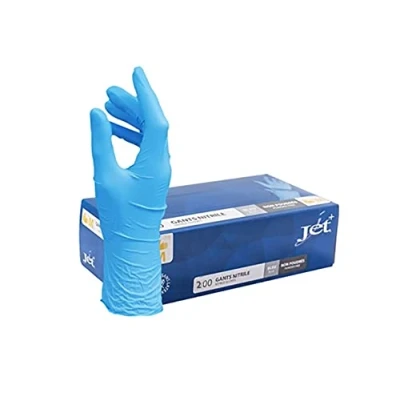 Image de Boite de 200 gants jetables Nitrile non poudrés TM bleu JET