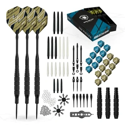Image de KOTO Converter Brass Giftset, Manche en Anneau Solide, poignée texturée, Usage Professionnel, Comprend des fléchettes KOTO, flèches et Un étui à