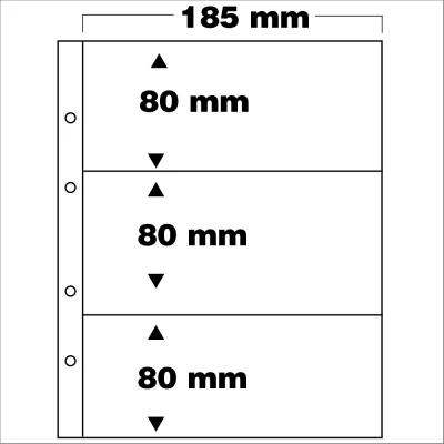Image de Safe, FCm, Feuilles (4 anneaux) 3 compartiments (185x80 mm.) convient pour: Billets de banque 0 Euro Transparent dim: 205x255 mm. par 5 pcs.