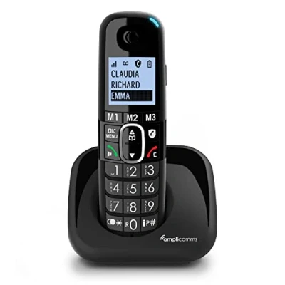 Image de Amplicomms BigTel 1500, téléphone DECT sans Fil à Grosses Touches, Audio Boost, sonneries puissantes, Compatible avec Les Aides auditives, Fonction Blocage des appels