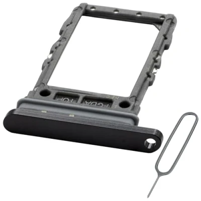 Image de MMOBIEL Support Carte SIM Double Compatible avec Samsung Galaxy Z Flip6 Remplacement de Tiroir Dual Outil Éjection Inclus et Anneau en Caoutchouc Imperméable Noir