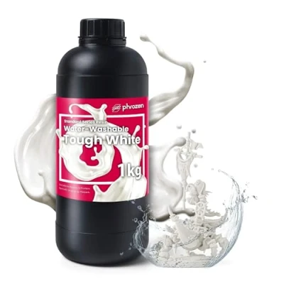 Image de Phrozen Tough Resine Lavable à l&#039;Eau 405 nm UV Photopolymère Resin pour impression 3D LCD/DLP/SLA Faible Odeur, Résistance Durable Blanc (1kg)
