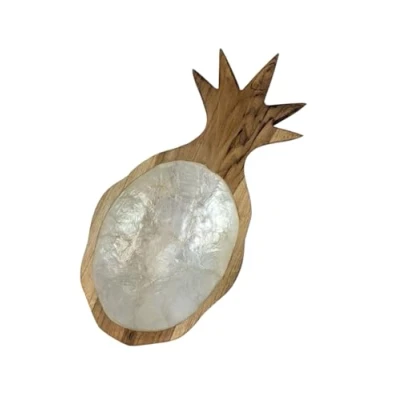 Image de Coco Papaya Vide Poche Original Forme Ananas en Bois et marqueterie de Nacre